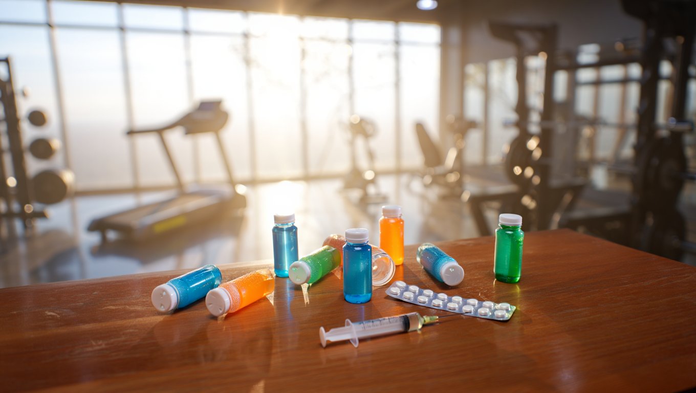 Бутылки, таблетки и шприцы на столе